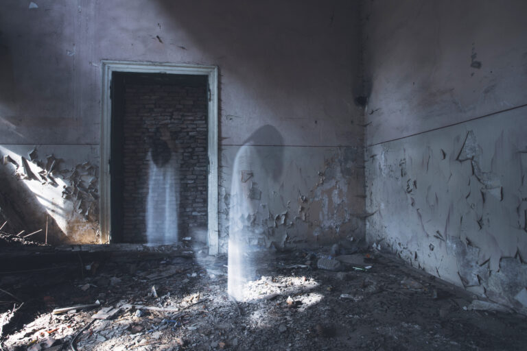 Scary ghost woman in haunted house